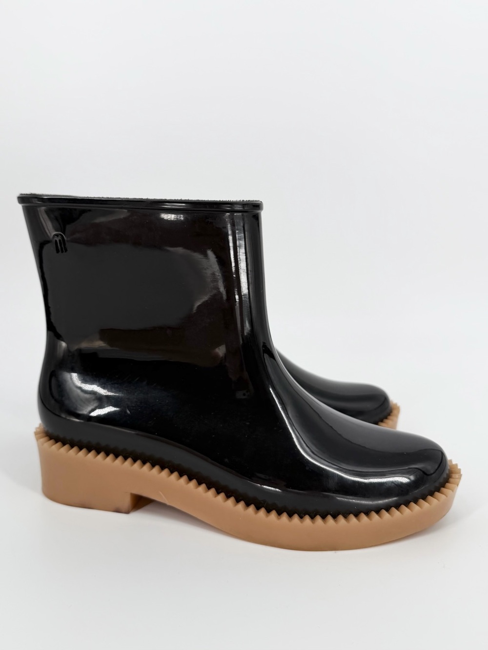Melissa Rain Drop Boots Black Coturno Platform Ankle Lug Sole Waterproof